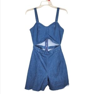Derek Heart Blue Sleeveless Open Tummy Romper Size Small
